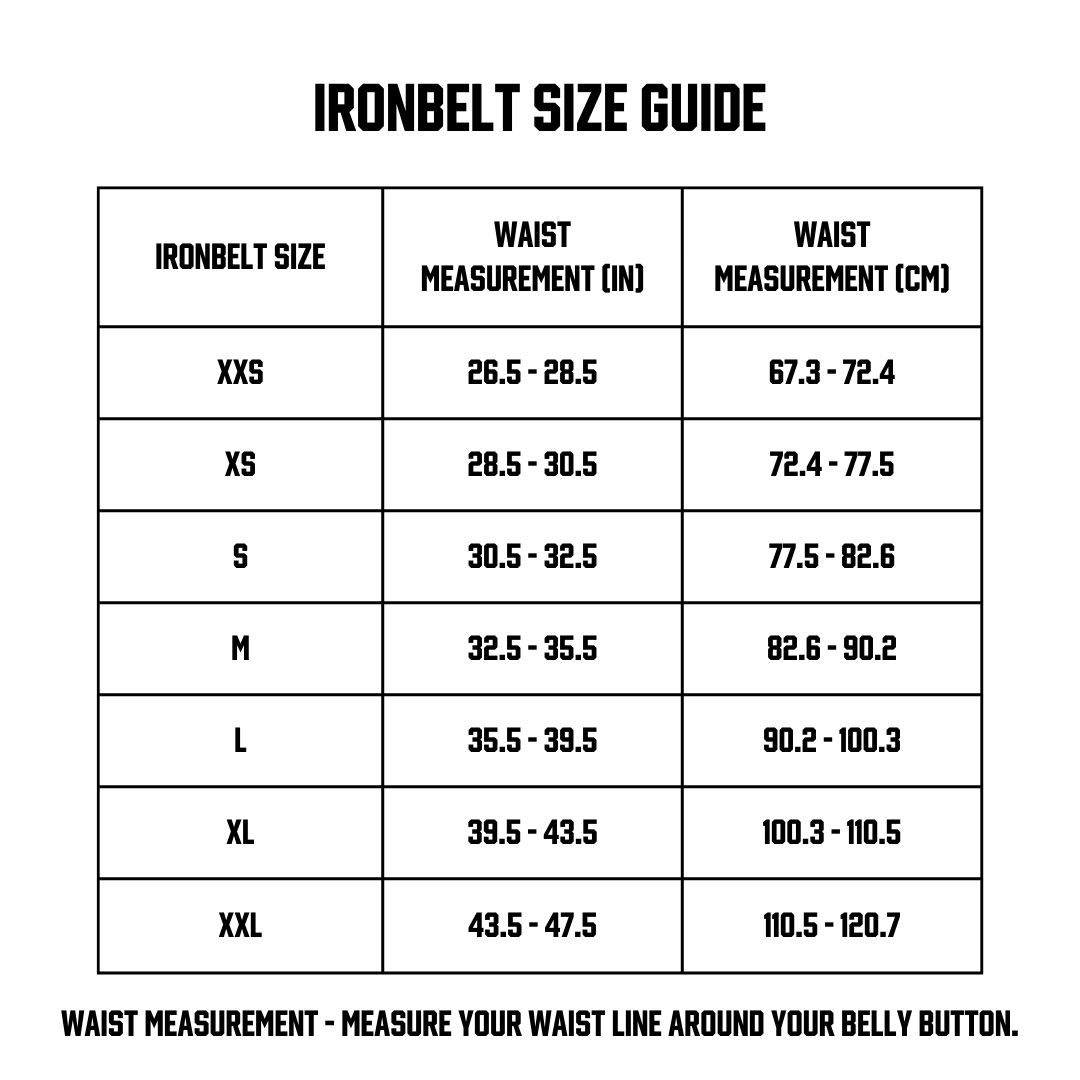 train.VOLT CrossFit Weightlifting Belt Size Guide